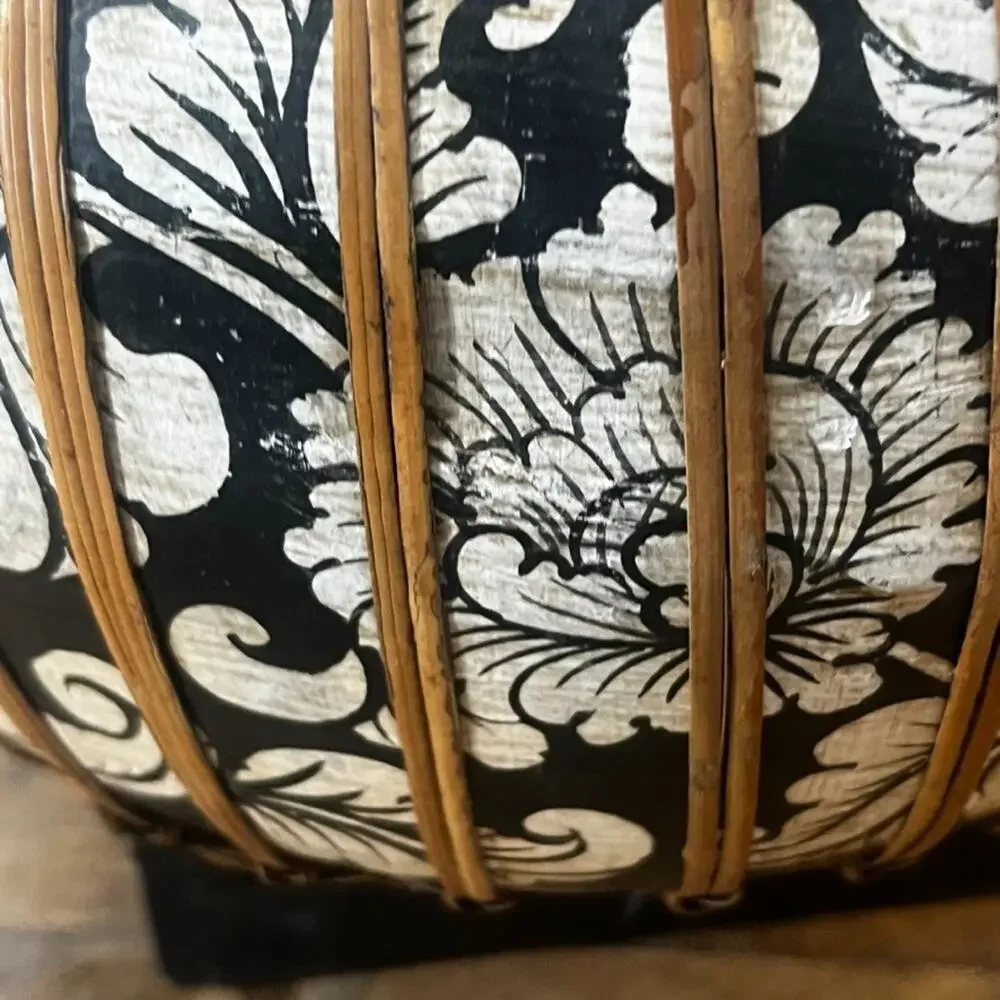 Vintage Thai Lidded Rice Basket With Handle 11.5